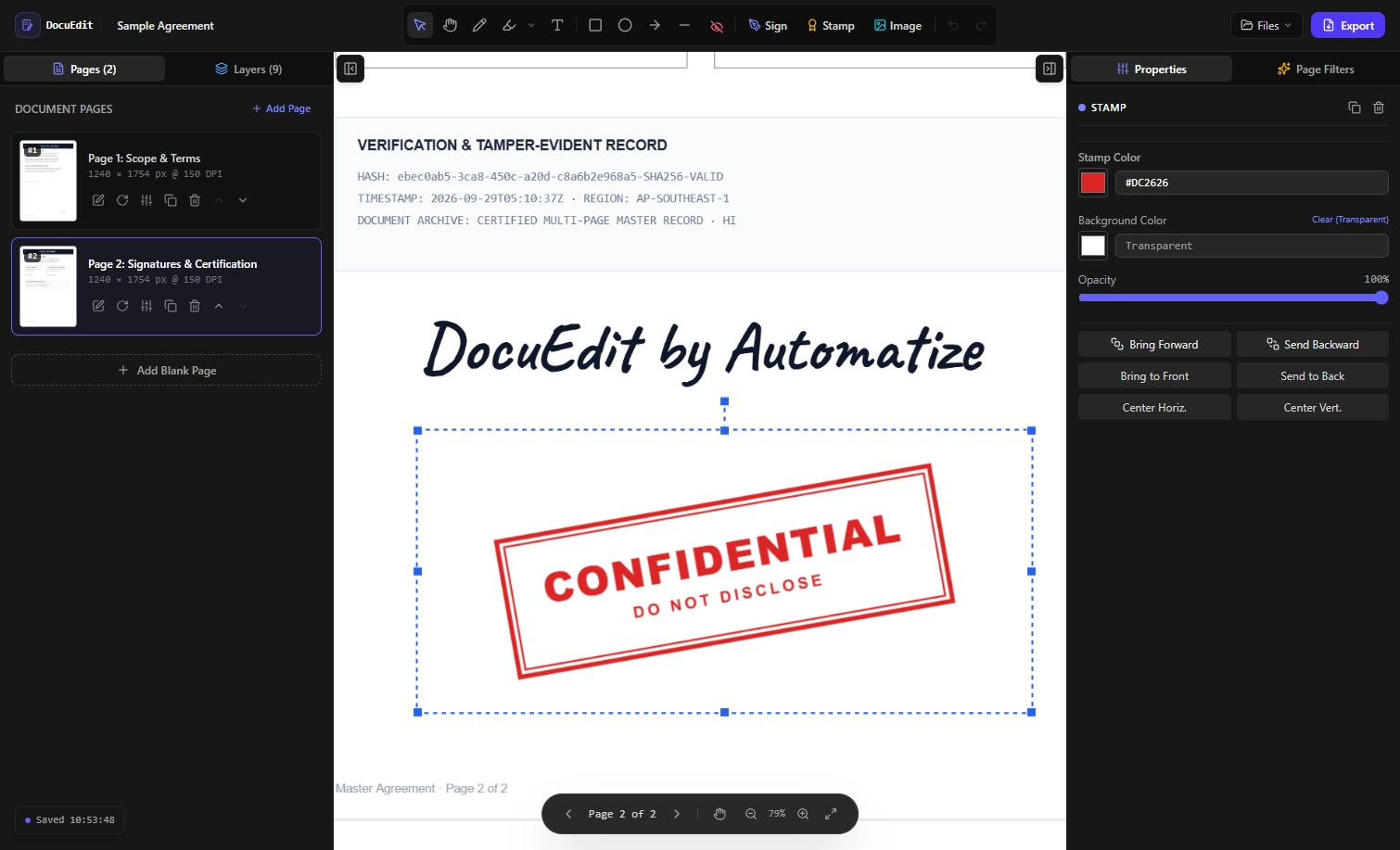 DocuEdit Canvas Workspace